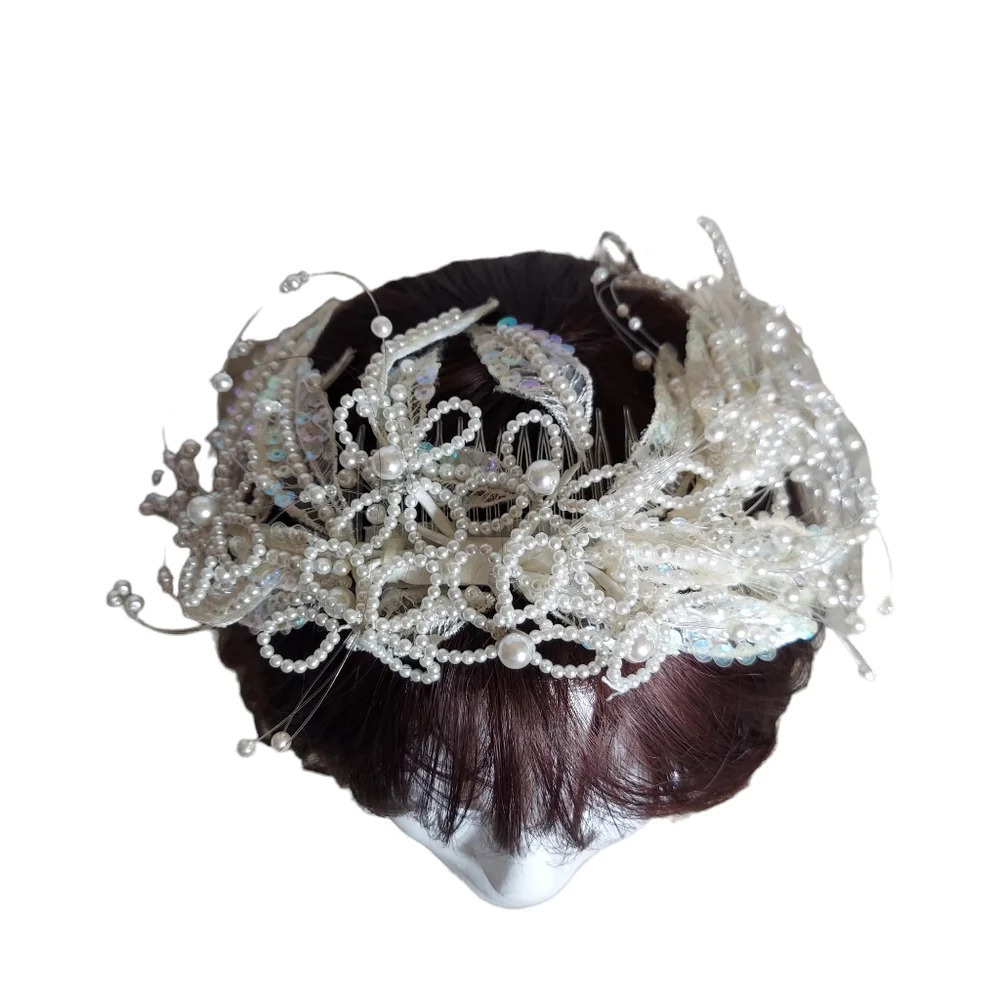 Vintage Jon Bradley Couture Collection Freshwater Pearl Tiara Bridal Headpiece - Picture 15 of 16
